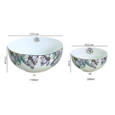 Elegant Multicolor Floral Ceramic Dessert Set | 7-Piece Porcelain Pudding & Serving Bowl Collection with Gold Detailing